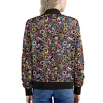 Graffiti Donut Pattern Print Women's Bomber Jacket