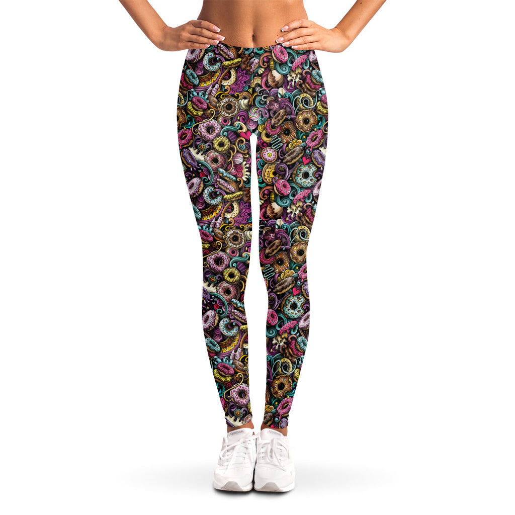 Graffiti Donut Pattern Print Women's Leggings