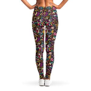 Graffiti Donut Pattern Print Women's Leggings