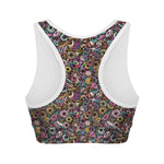 Graffiti Donut Pattern Print Women's Sports Bra