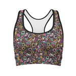 Graffiti Donut Pattern Print Women's Sports Bra