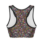 Graffiti Donut Pattern Print Women's Sports Bra