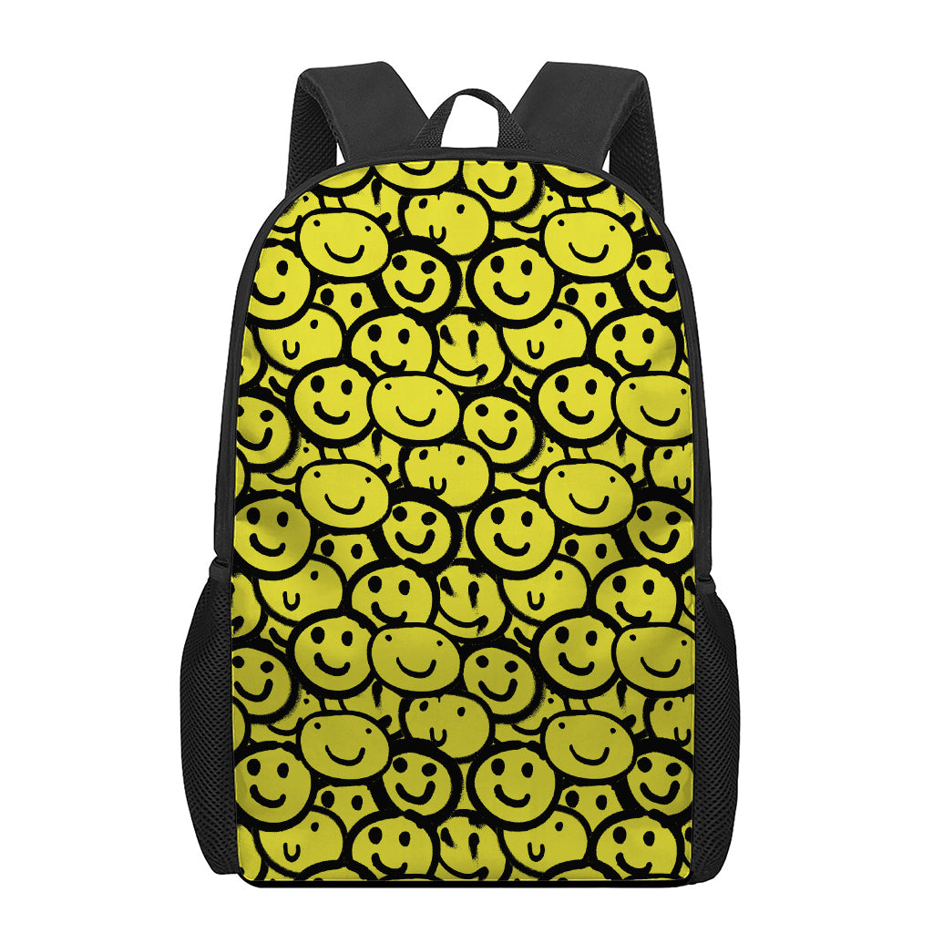 Graffiti Happy Emoji Pattern Print 17 Inch Backpack