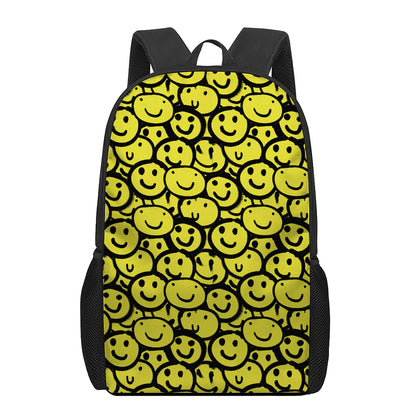 Graffiti Happy Emoji Pattern Print 17 Inch Backpack