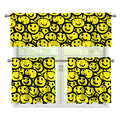 Graffiti Happy Emoji Pattern Print 3 Piece Kitchen Curtains