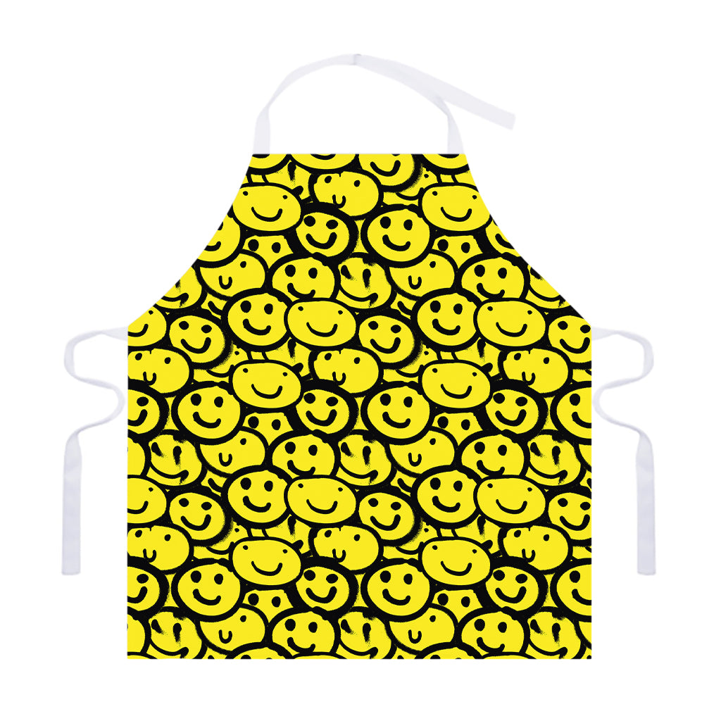 Graffiti Happy Emoji Pattern Print Adjustable Apron