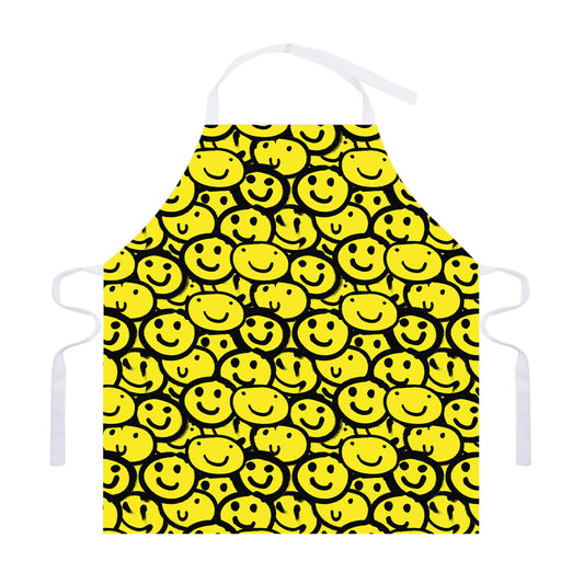 Graffiti Happy Emoji Pattern Print Adjustable Apron