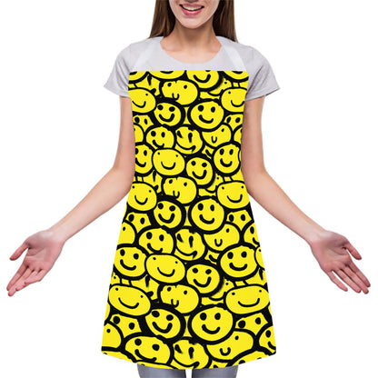 Graffiti Happy Emoji Pattern Print Adjustable Apron