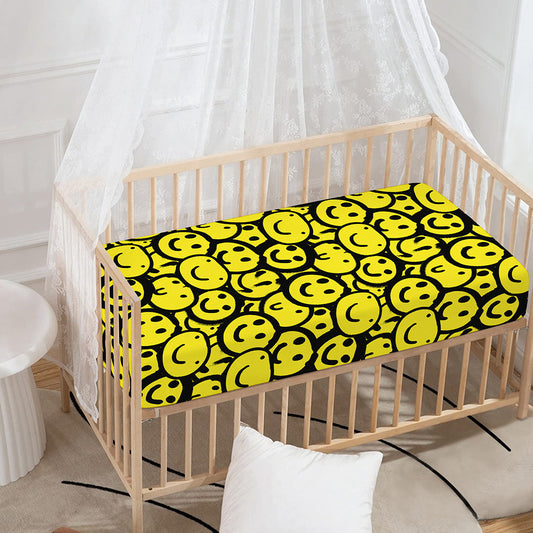 Graffiti Happy Emoji Pattern Print Baby Crib Sheet