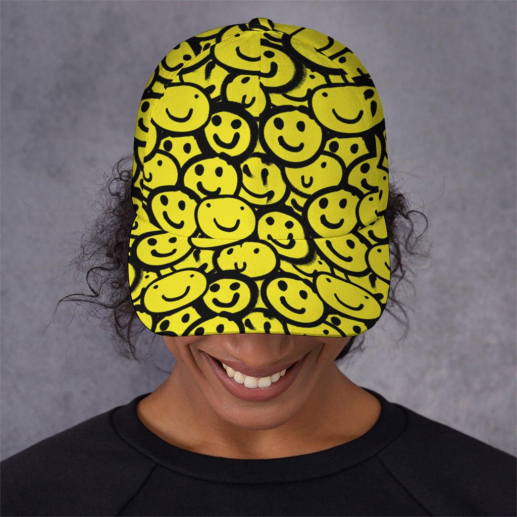 Graffiti Happy Emoji Pattern Print Baseball Cap