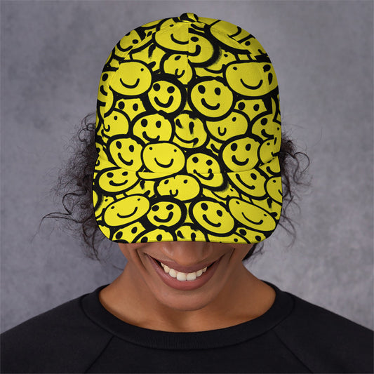 Graffiti Happy Emoji Pattern Print Baseball Cap