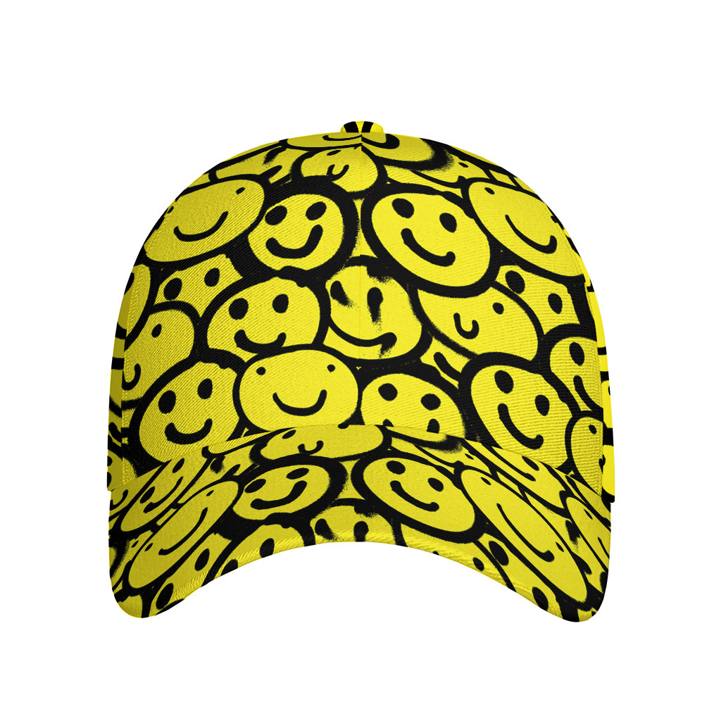 Graffiti Happy Emoji Pattern Print Baseball Cap