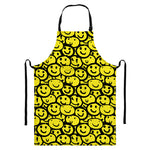 Graffiti Happy Emoji Pattern Print Bib Apron With Pocket