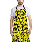 Graffiti Happy Emoji Pattern Print Bib Apron With Pocket