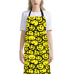 Graffiti Happy Emoji Pattern Print Bib Apron With Pocket