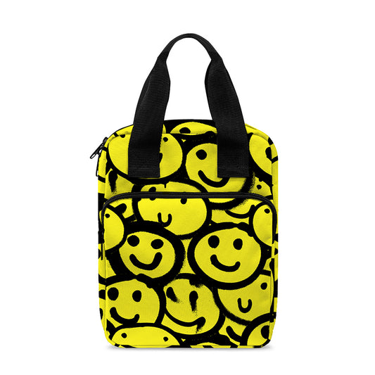 Graffiti Happy Emoji Pattern Print Bible Tote Bag