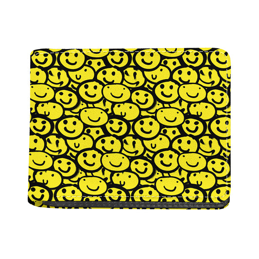 Graffiti Happy Emoji Pattern Print Bifold Wallet