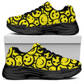 Graffiti Happy Emoji Pattern Print Black Chunky Shoes