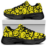 Graffiti Happy Emoji Pattern Print Black Chunky Shoes