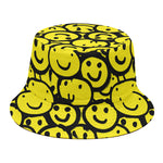 Graffiti Happy Emoji Pattern Print Bucket Hat