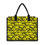 Graffiti Happy Emoji Pattern Print Canvas Tote Bag