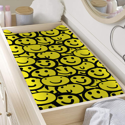 Graffiti Happy Emoji Pattern Print Changing Pad Cover