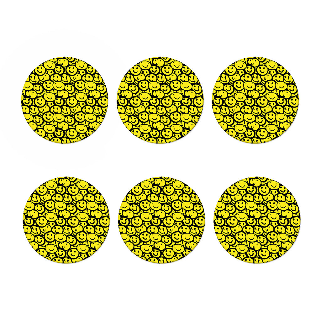 Graffiti Happy Emoji Pattern Print Coaster Set