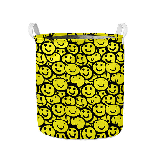 Graffiti Happy Emoji Pattern Print Collapsible Laundry Basket