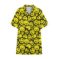 Graffiti Happy Emoji Pattern Print Cotton Hawaiian Shirt