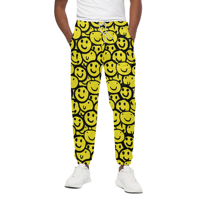 Graffiti Happy Emoji Pattern Print Cotton Pants