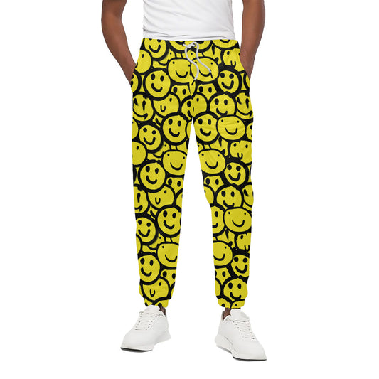 Graffiti Happy Emoji Pattern Print Cotton Pants