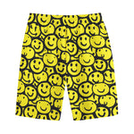 Graffiti Happy Emoji Pattern Print Cotton Shorts