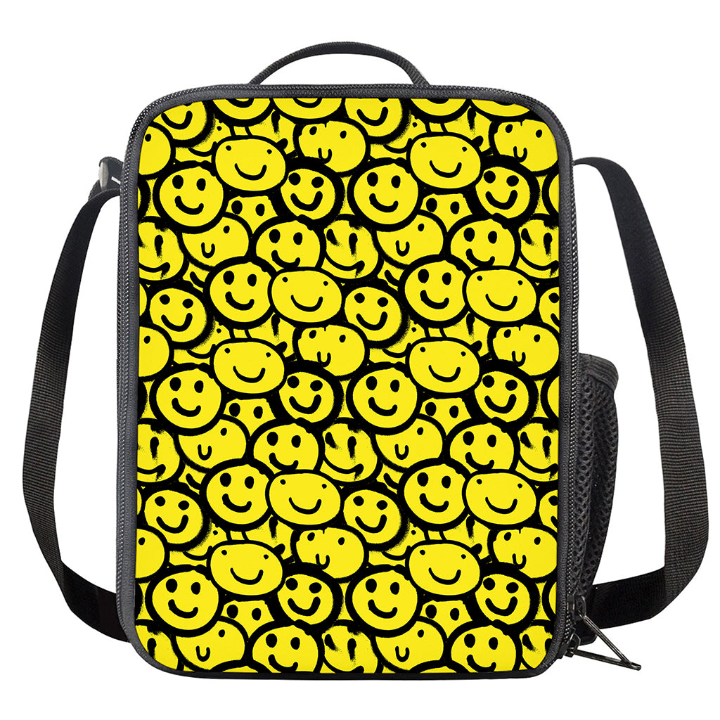Graffiti Happy Emoji Pattern Print Crossbody Lunch Bag