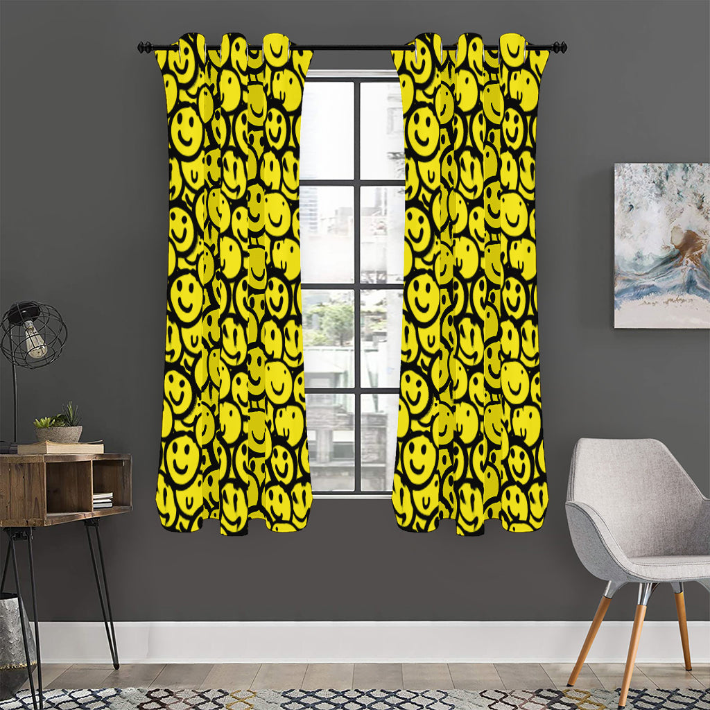Graffiti Happy Emoji Pattern Print Curtain