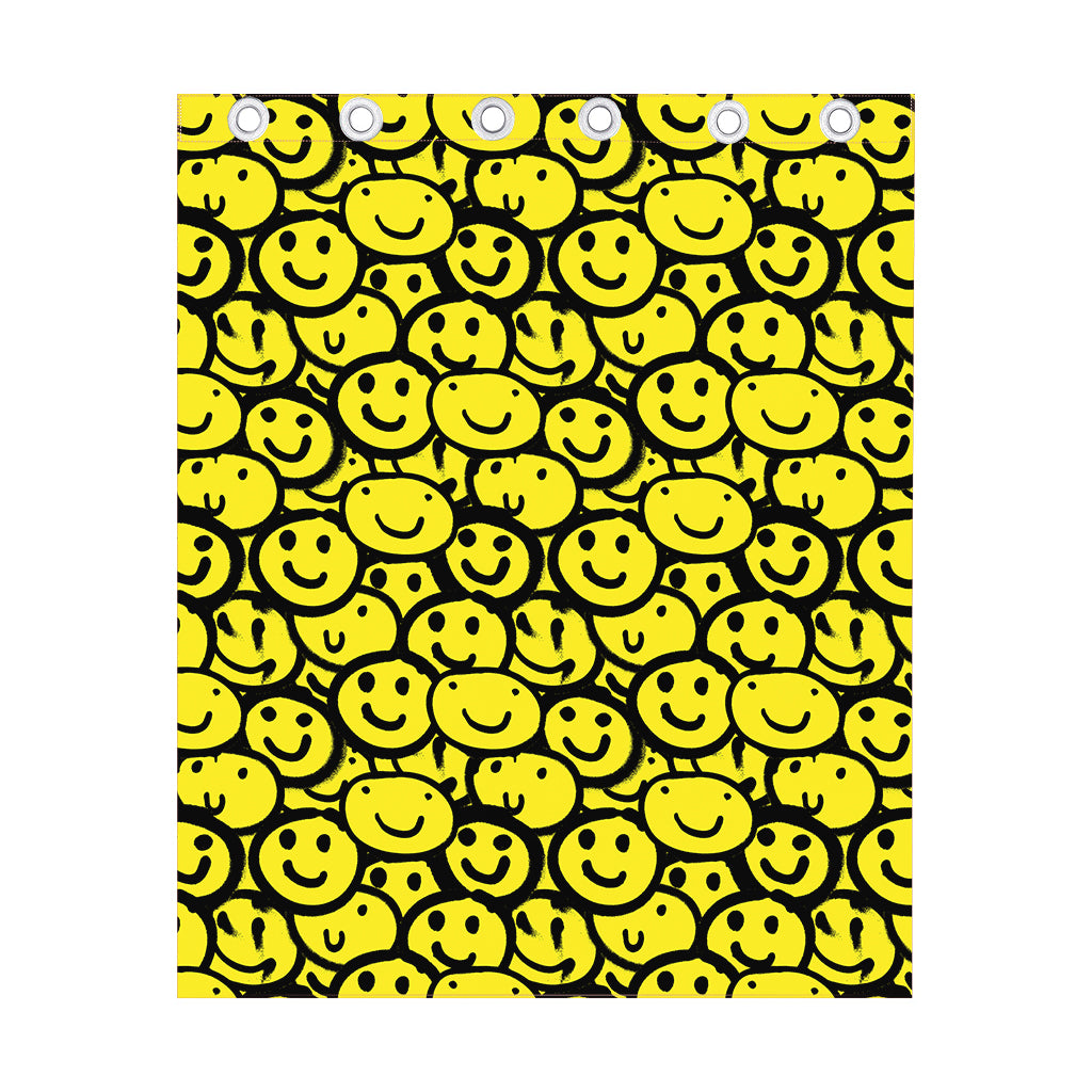 Graffiti Happy Emoji Pattern Print Curtain