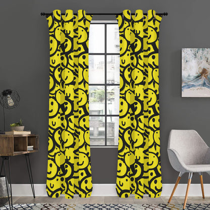Graffiti Happy Emoji Pattern Print Curtain