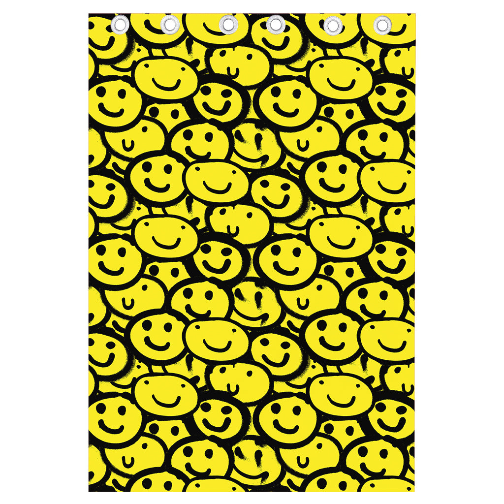 Graffiti Happy Emoji Pattern Print Curtain
