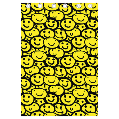 Graffiti Happy Emoji Pattern Print Curtain