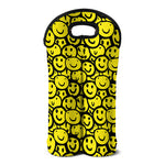 Graffiti Happy Emoji Pattern Print Double Neoprene Wine Tote