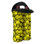 Graffiti Happy Emoji Pattern Print Double Neoprene Wine Tote