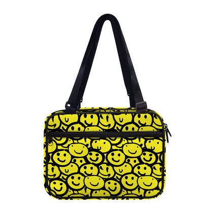 Graffiti Happy Emoji Pattern Print Double Strap Bible Bag