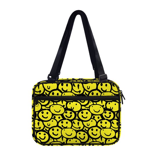 Graffiti Happy Emoji Pattern Print Double Strap Bible Bag