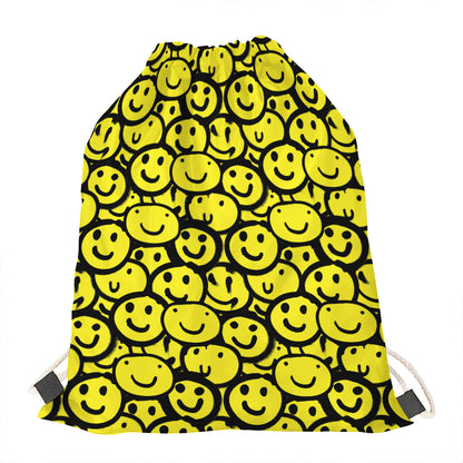 Graffiti Happy Emoji Pattern Print Drawstring Bag
