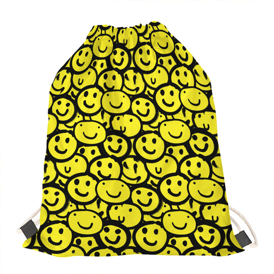 Graffiti Happy Emoji Pattern Print Drawstring Bag