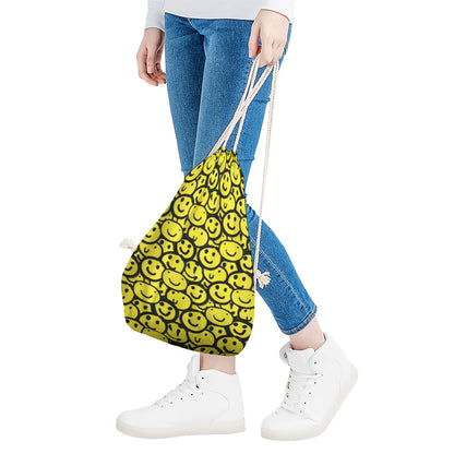 Graffiti Happy Emoji Pattern Print Drawstring Bag