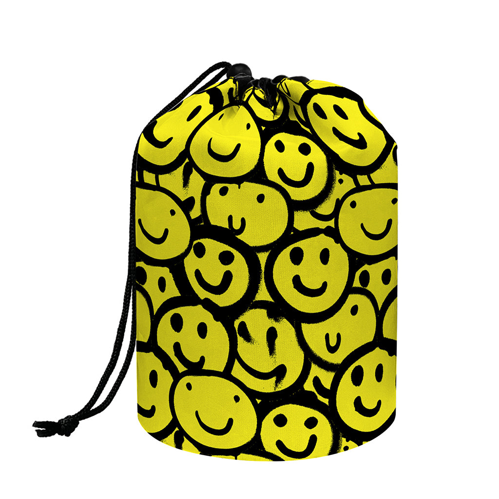 Graffiti Happy Emoji Pattern Print Drawstring Makeup Bag