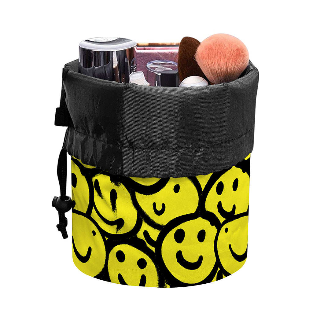 Graffiti Happy Emoji Pattern Print Drawstring Makeup Bag