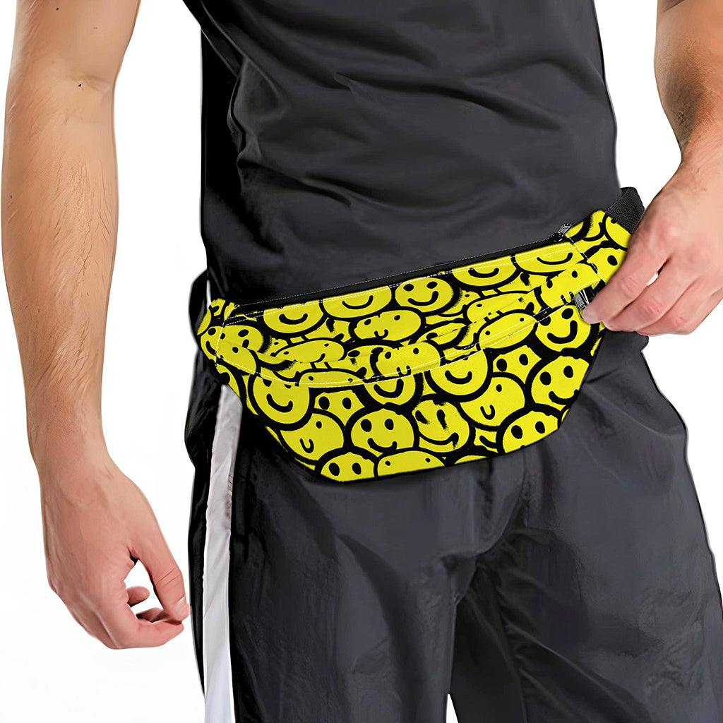Graffiti Happy Emoji Pattern Print Fanny Pack