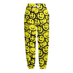 Graffiti Happy Emoji Pattern Print Fleece Lined Knit Pants