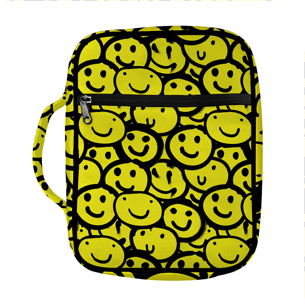 Graffiti Happy Emoji Pattern Print Front Pocket Bible Bag